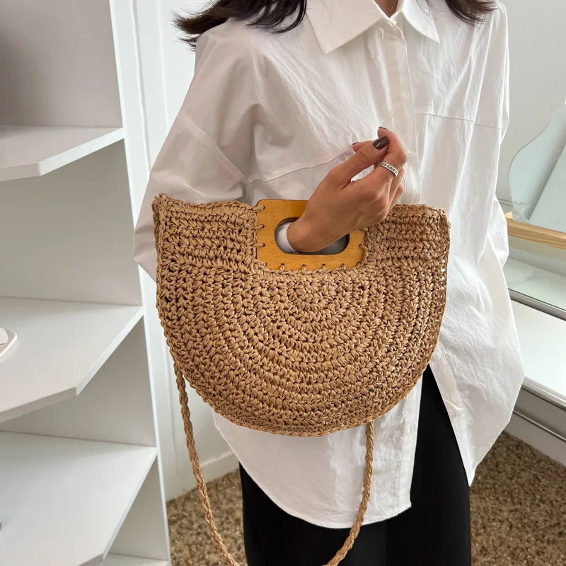 Designer Woven Straw Tote | Large Capacity Beach & Shopper Bag Luxegan