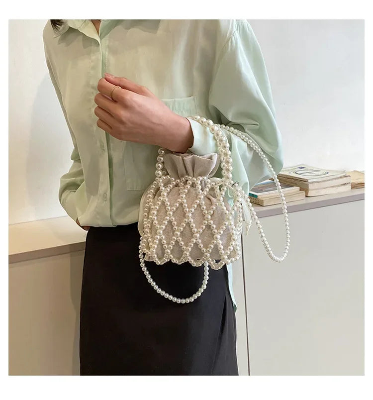 Women's Pearl Bag | Small Mini Tote Bag & Woven Crossbody Luxegan