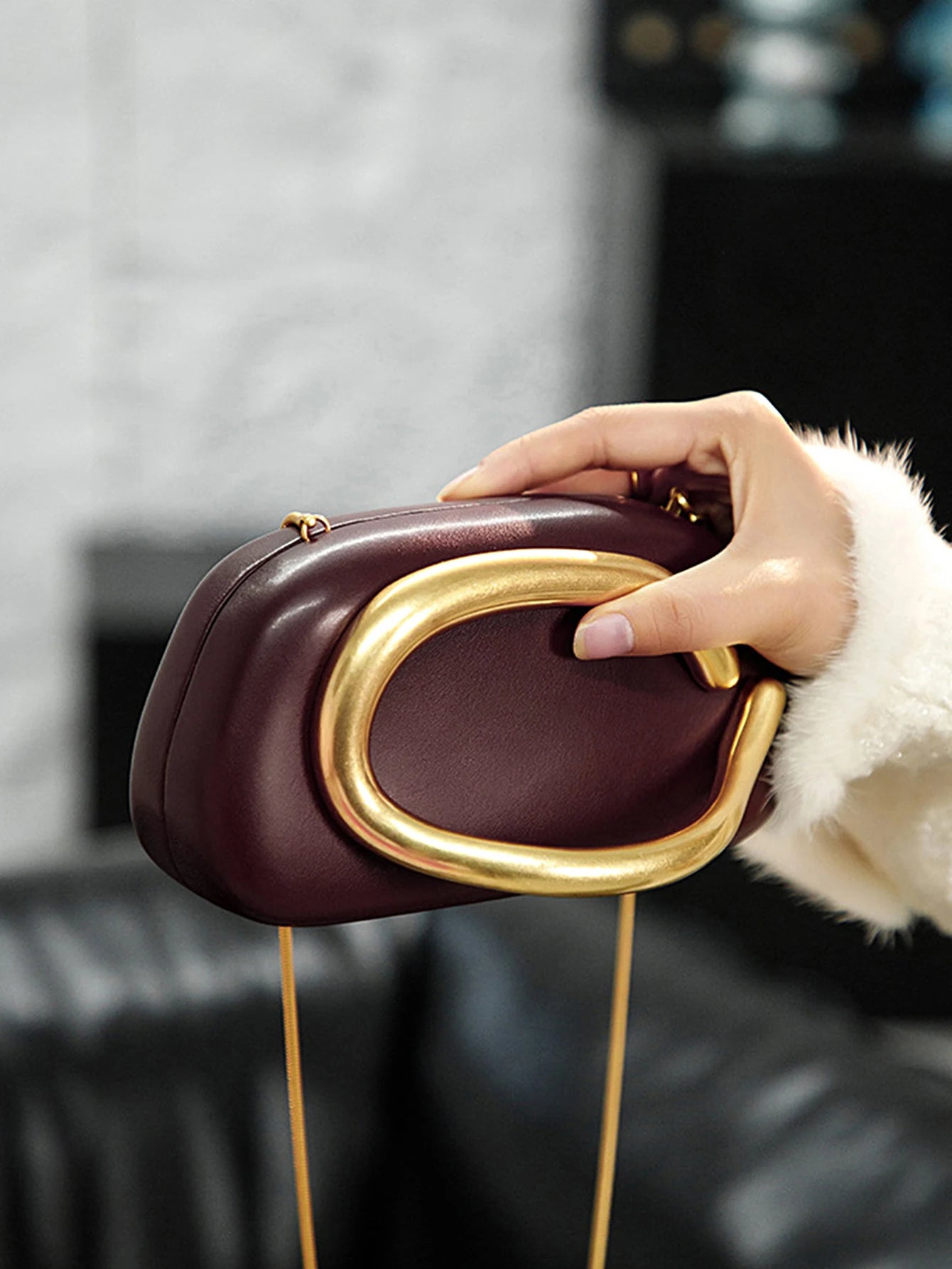 Gold Metal Closure Box Clutch | Fashion Design Women's Dinner Wedding Party Crossbody Small Bag Luxegan