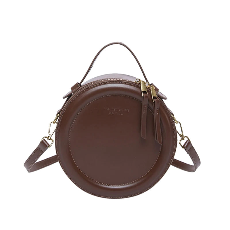 Round Crossbody Bags for Women | High Quality PU Leather Designer Shoulder Bag & Female Clutch Purse (Solid, Soft) Luxegan