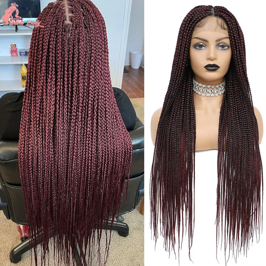 36 Inch Goddess Knotless Box Braids Cornrow Wig | 360 Full Lace