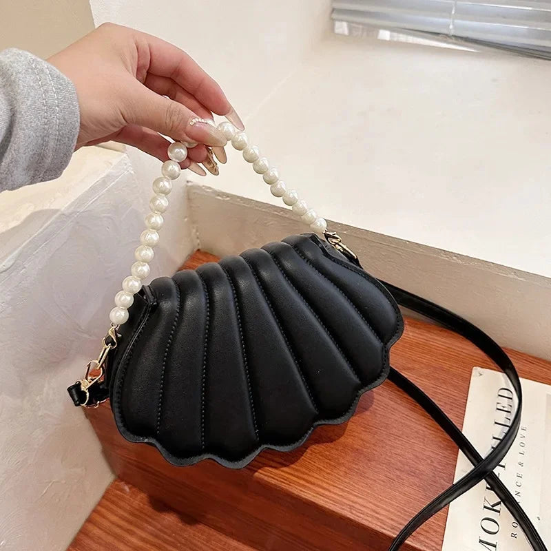 Minimalist Shell Shoulder Bag | Sophisticated "Pearl Decorated" Silhouette | High-End TPU Leather Handbag | "Dignified" High-Performance Cute Crossbody for Radiant Versatile Styling Luxegan