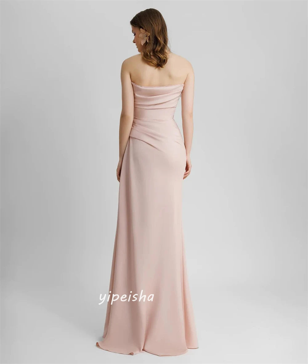 Customized Jiayigong  Simple Modern Style Formal Evening Strapless A-line Beading Pleats Bespoke Occasion Dresses