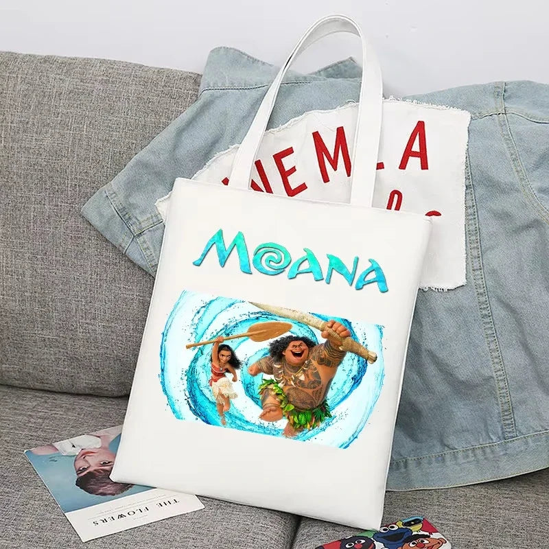 New Disney Moana Cartoon Canvas Shopper Bag | Unisex Large Capacity College Handbag & Shoulder Tote Luxegan
