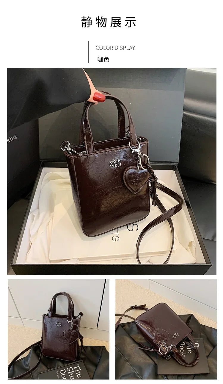 New Trend Korean Silver PU Leather Shoulder Bag | High Quality Mini Vertical Square Crossbody Purse for Women Luxegan