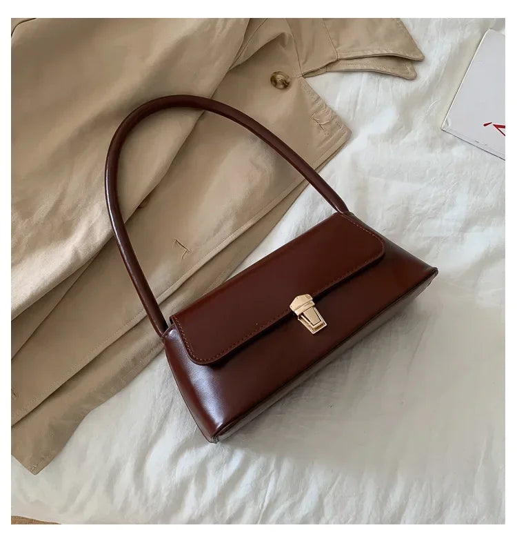 Fashion Retro Women's Shoulder Bag | Simple Solid Colour Handbag & Vintage Underarm Bag (Unisex Tote) Luxegan