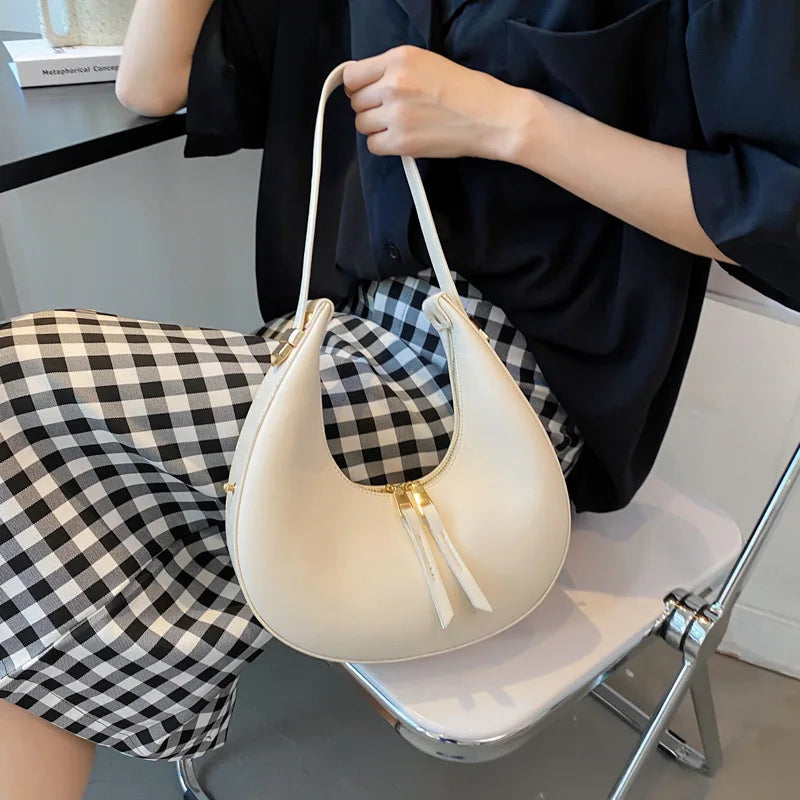 Luxury Half-Moon Underarm Bag for Women | PU Leather Shoulder & Crossbody Bag (Autumn Winter Fashion Armpit Handbag & Purse) Luxegan