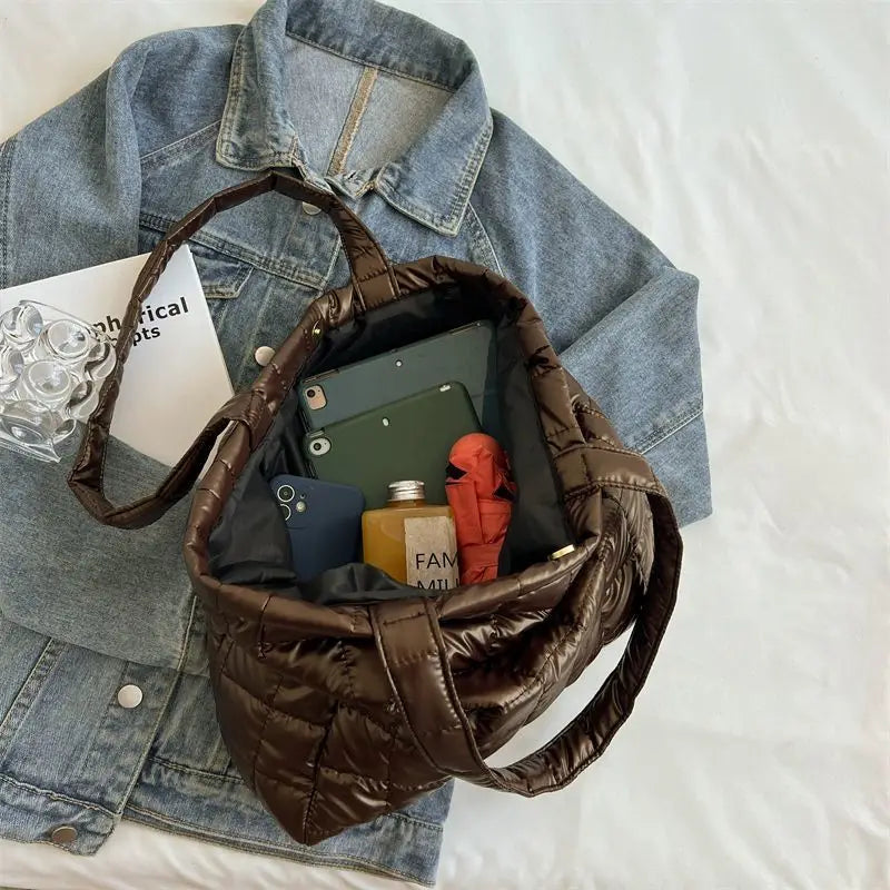 Luxury Padded Nylon Tote | Hot Sale Winter Armpit Bag Luxegan