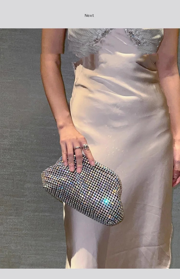 Luxury Glitter Cloud Bag Women's Handbag | Crystal Shiny Rhinestones Diamond Evening Bag (Wedding Party Clutch Purse Shoulder Bag) Luxegan