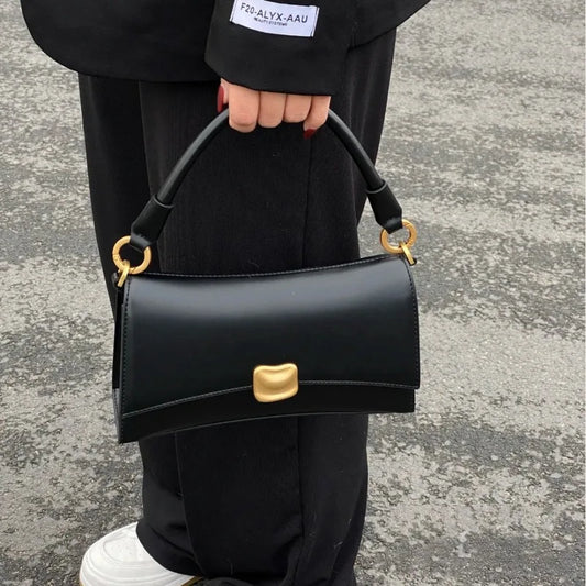 Structured PU Leather Flap-Lock Bag Luxegan