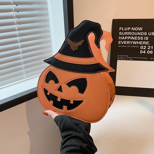 Funny New Style Pumpkin Crossbody Bag | Halloween Women's PU Leather One-Shoulder Personality Bag Luxegan
