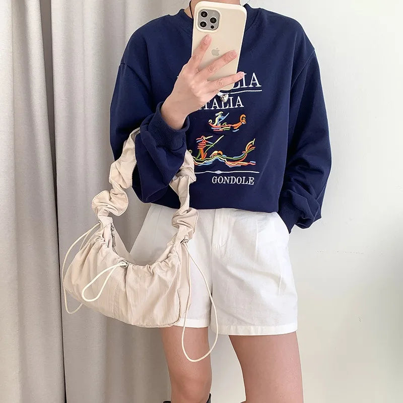 Simple Fashion Fold Shoulder Bag | Vintage Casual Designer Underarm Crossbody Bag Women | New Luxury Handbags High Quality Luxegan