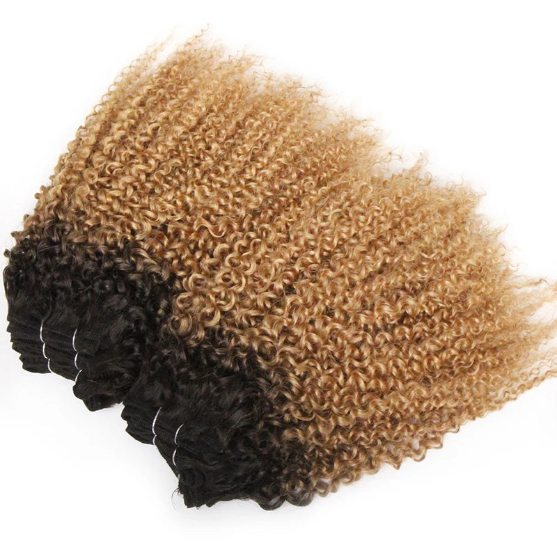 Brazilian Remy Jerry Curl Human Hair Bundles – 6 Bundles 190g | Double Drawn | 5 Ombre Colors - view 4