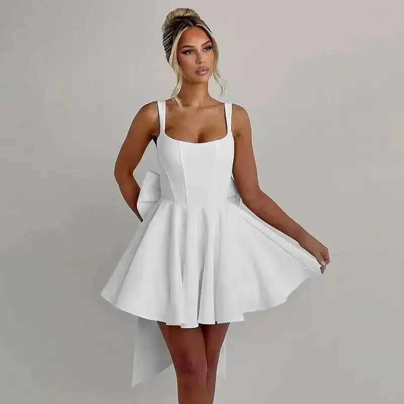 Townlike Bow Backless Sexy Party Dress Women Mini 2025 Spring Summer Dress Waist Wrap A-line Ball Gown Dresses