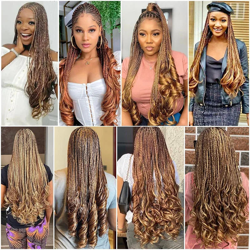 Synthetic Loose Wave Crochet Braiding Hair – Spiral Curls French Curls Pre-Stretched Ombre Braids 16"-26" | 6 Packs Luxegan