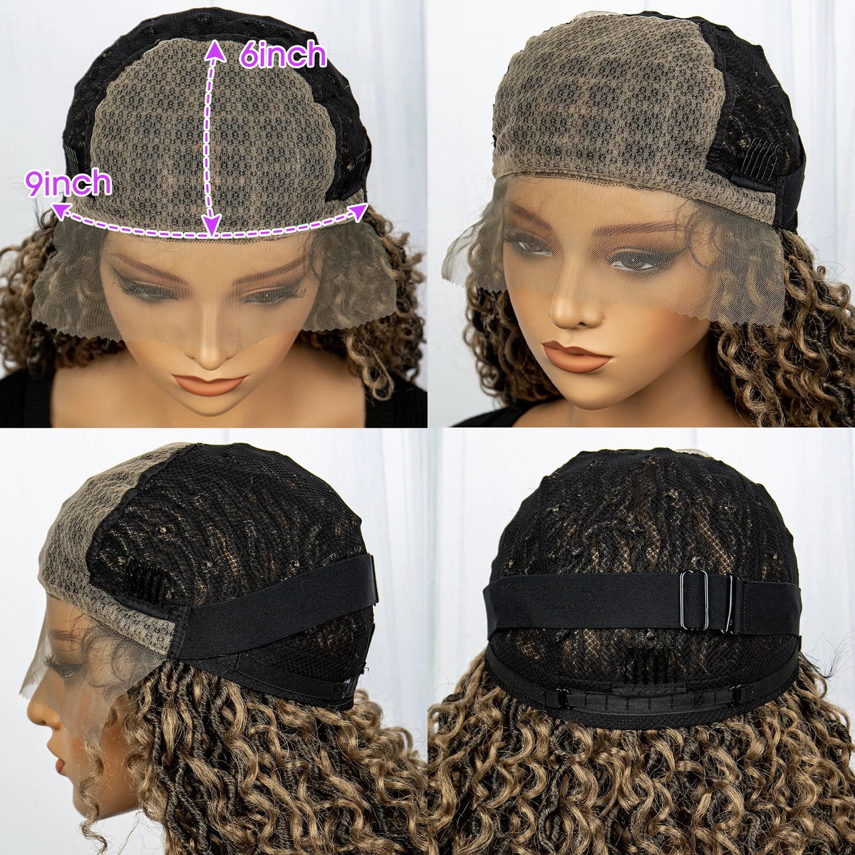 Faux Locs Braided Wigs Synthetic Dreadlock Braided Wigs With Curly Ends 26inch Lace Front Knotless Box Braids Wig with Baby Hair Luxegan