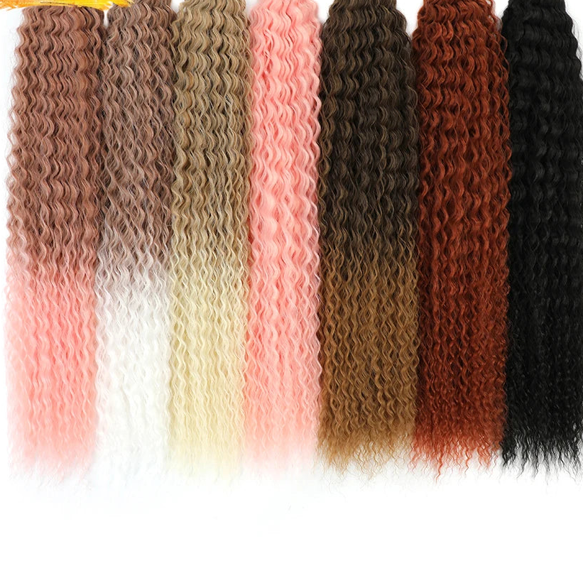 20-28 Inch Afro Curl Kinky Curly Crochet Braiding Hair | Synthetic Ombre Hair Extensions 60 - view 2