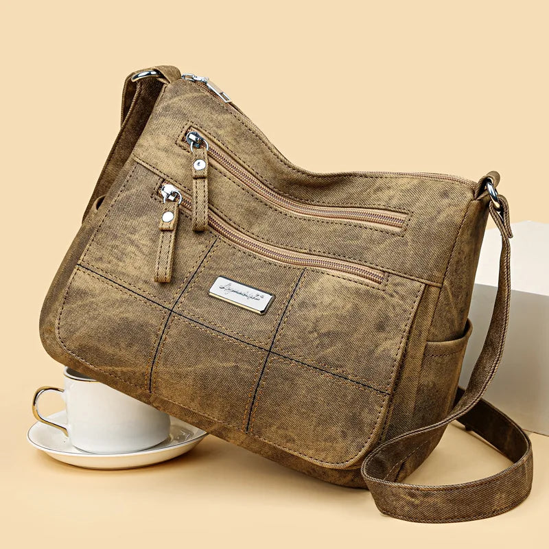 Multi-Functional Canvas-Style Shoulder Bag | Sophisticated Vintage Pillow Handbag | Large Capacity Commuter Crossbody | "Dignified" Soft PU Purse for Versatile Daily Styling Luxegan