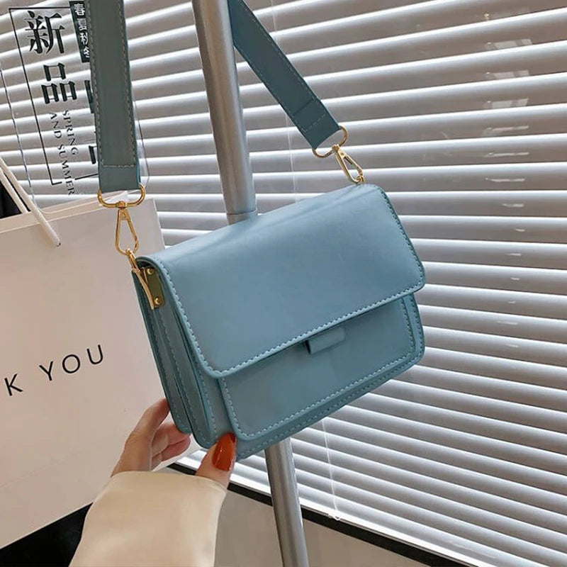 Vintage Shoulder Bag for Women | Simple Solid Color Messenger Bag & Small Square Crossbody Luxegan