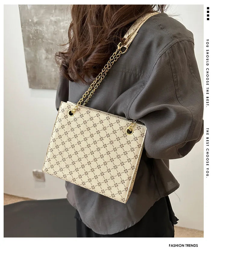 Fashionable Commuting Tote Bag | Women's Retro Casual Chain Shoulder Bag & Large Capacity Handbag Luxegan