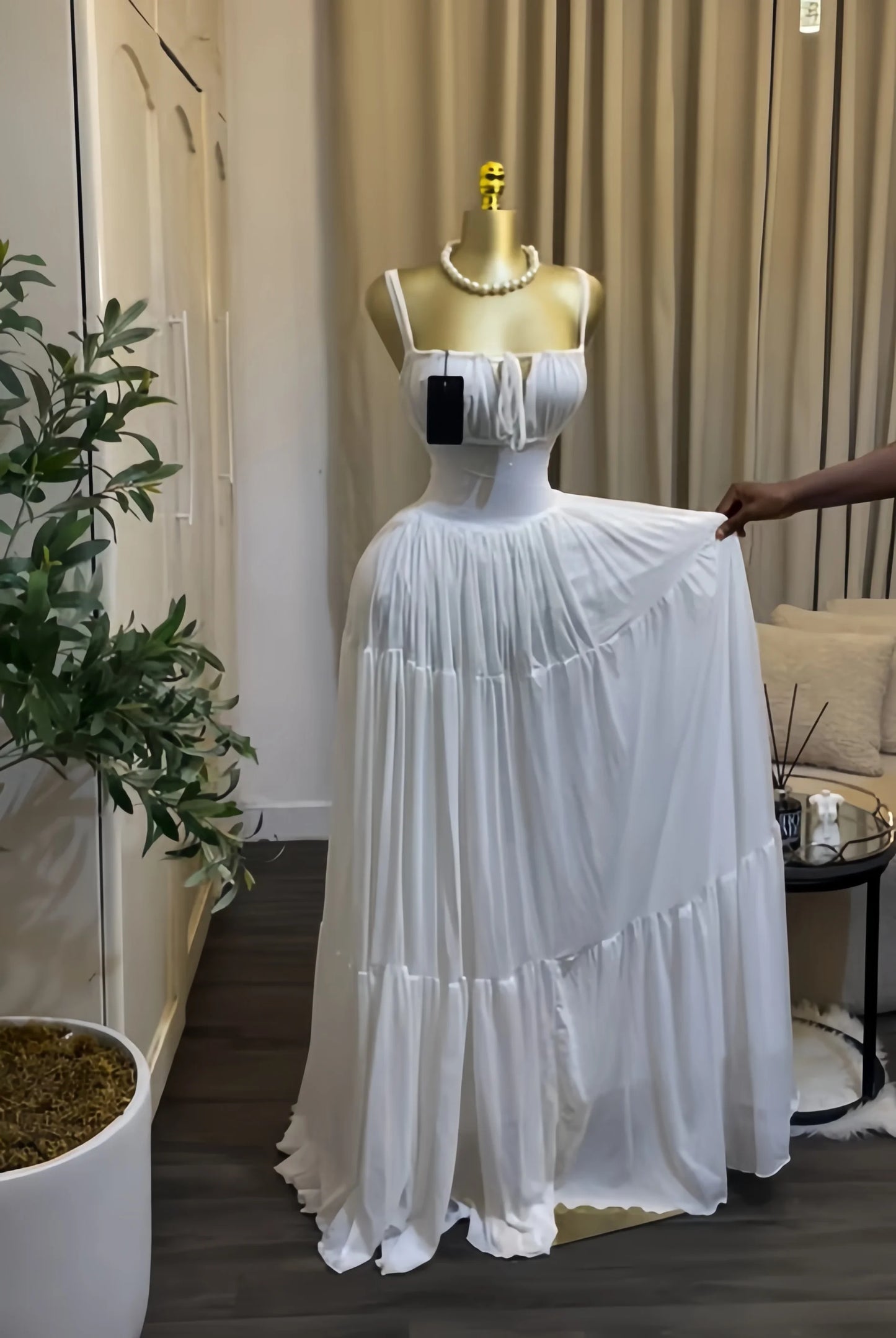 Strapless Empire Waist Sash Fit & Flare Maxi Dress | Sleeveless Knit Cocktail Evening Party Dress Luxegan
