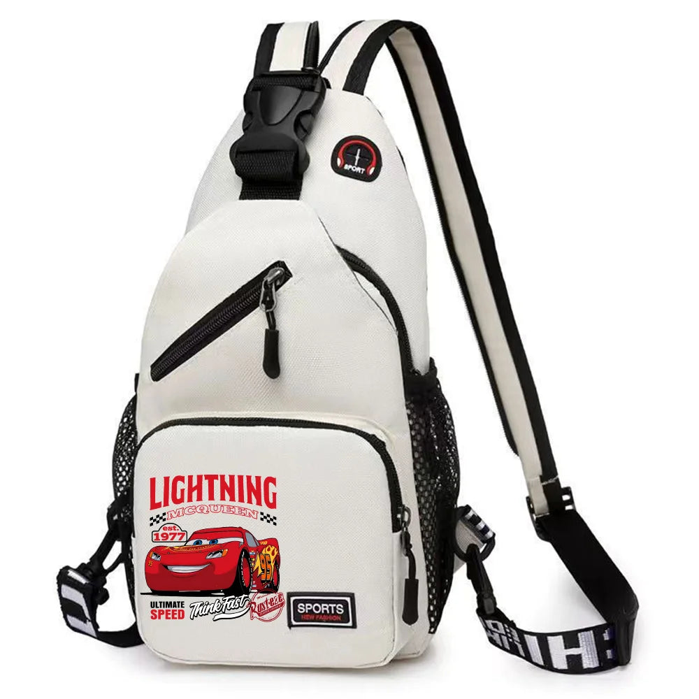 Cars Lightning McQueen Chest Bag Sling Messenger Bag | Crossbody Backpack Travel Sports Bagpack | Men Shoulder Bag Women Rucksacks Luxegan