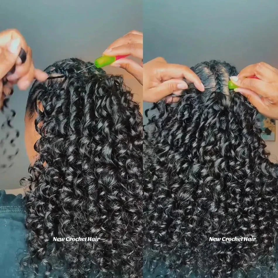 Knotless Small Spirals Curly Feather Crochet Human Hair Extensions – Invisible Pre-Separated Pixie - view 5