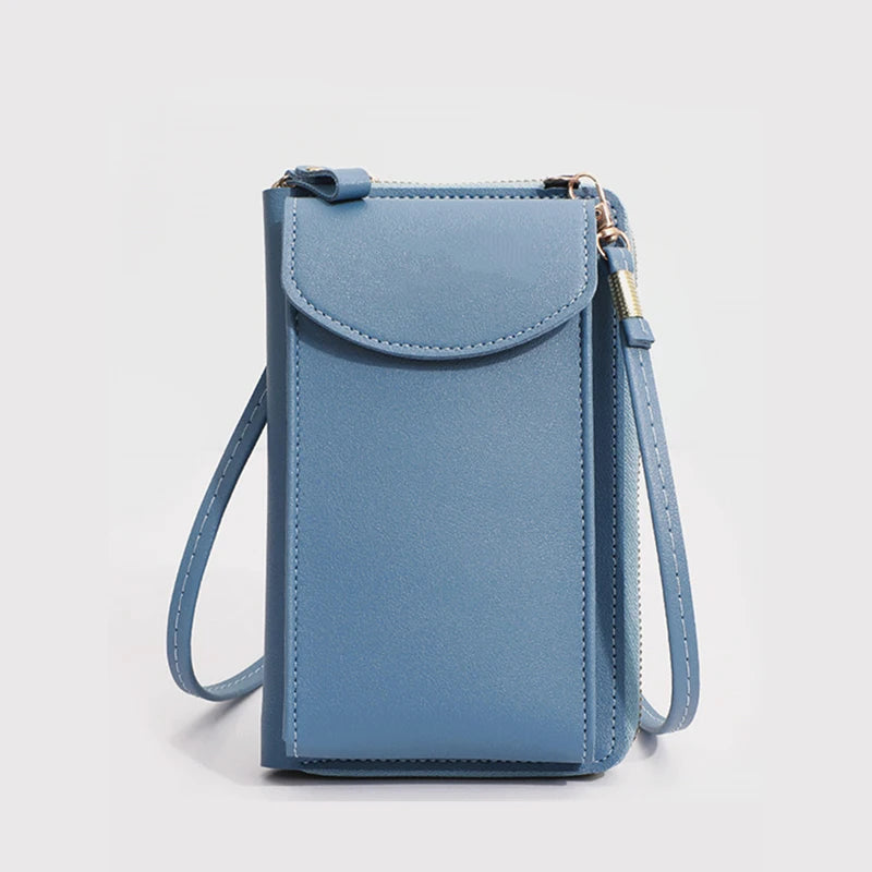 Fashion Women’s Small Crossbody Messenger Bag | Mini PU Leather Shoulder Purse | Elegant Ladies' Phone Handbag with Letter Detail | Versatile Solid Color Flap Clutch Luxegan