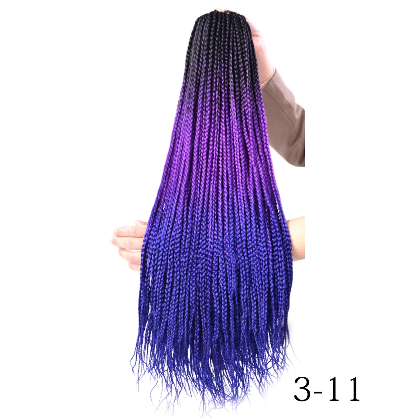 24-Inch Long Ombre Box Braids Crochet Hair - Pre-Looped Synthetic Braiding Hair Extensions - High Temperature Fiber 22 Strands/Pack Piano Color Crochet Braids for Women & Girls (27 Colors Available)