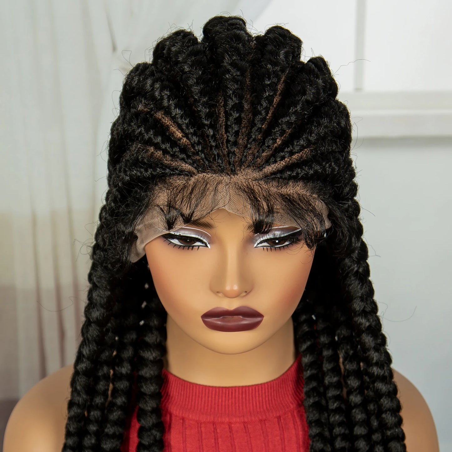 Synthetic Full Lace Cornrow Braided Wig – 32 Inch | Knotless Braids | Baby Hair | Transparent Lace - view 2