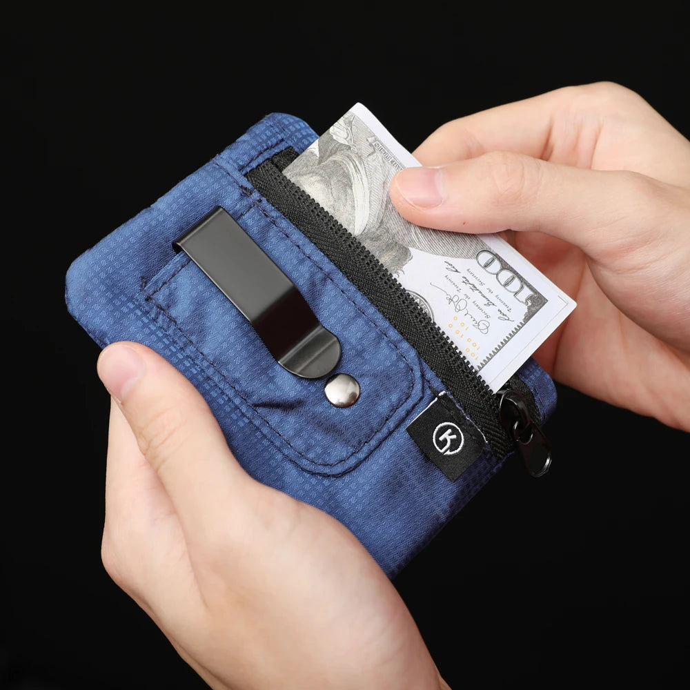 Unisex Mini Coin Purse | Simple Fabric Pouch with Zipper & Belt Clip