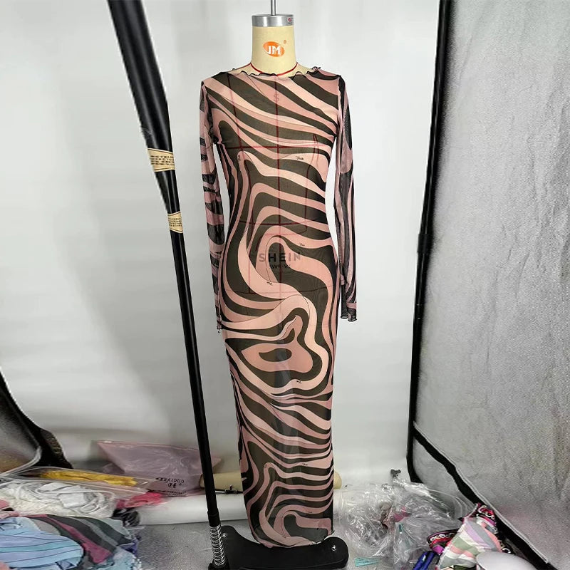 Print O-Neck Sleeveless Slim Fit Straight Midi Dress – Natural Waist, Cotton Blend, Spring/Summer Luxegan