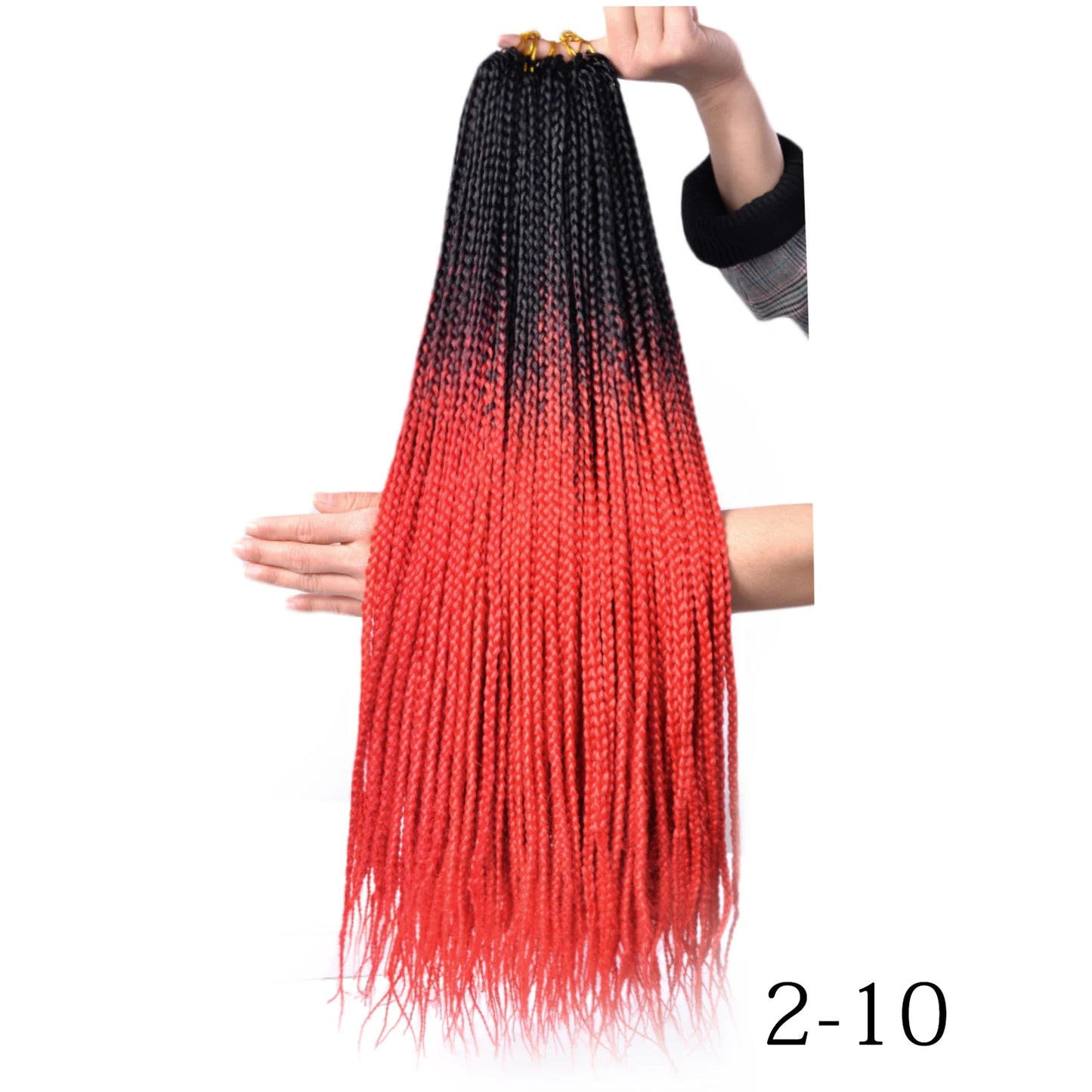 24-Inch Long Ombre Box Braids Crochet Hair - Pre-Looped Synthetic Braiding Hair Extensions - High Temperature Fiber 22 Strands/Pack Piano Color Crochet Braids for Women & Girls (27 Colors Available)