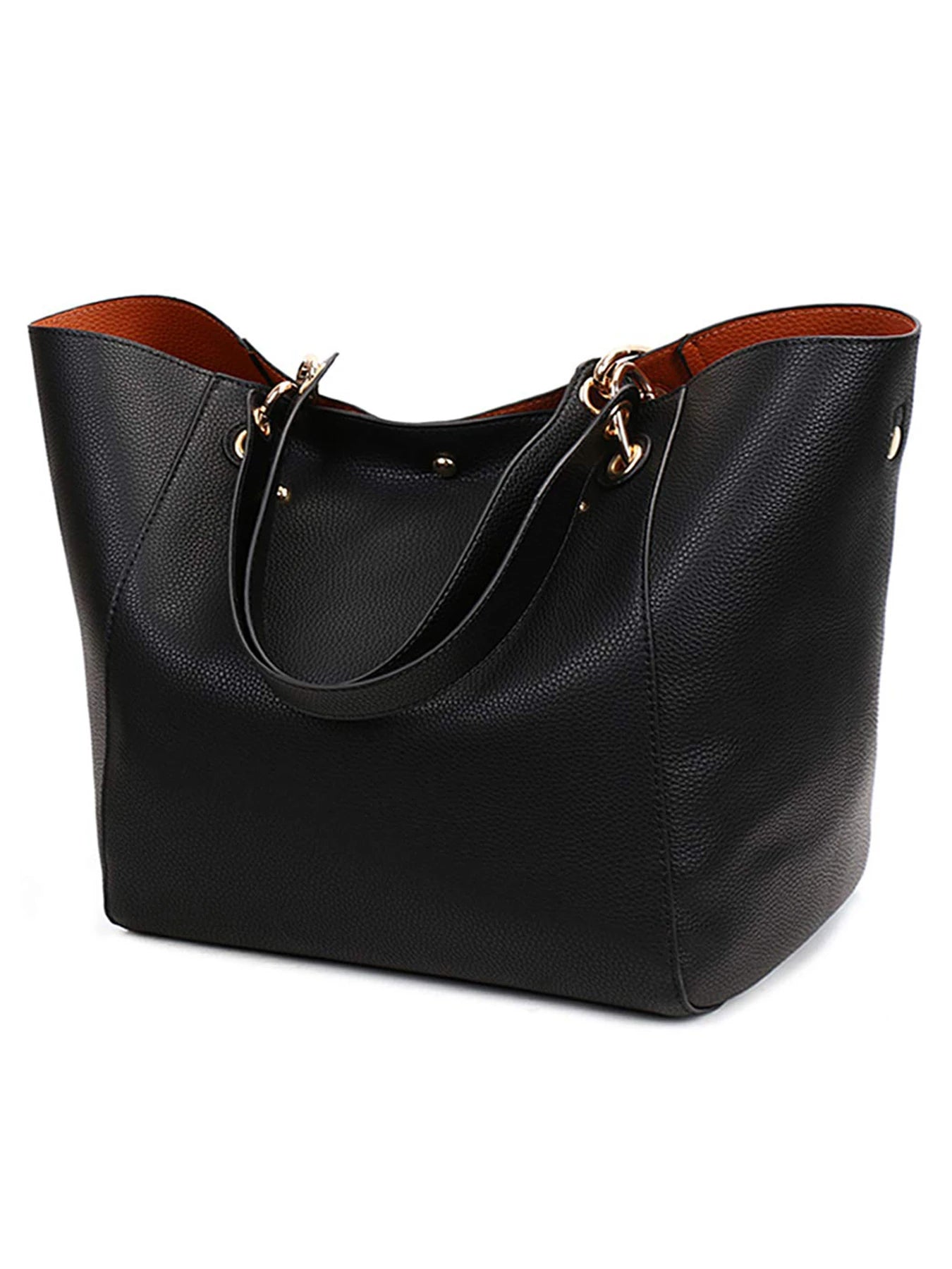 Women’s Large Waterproof PU Leather Tote | Sophisticated "Horizontal Square" Shoulder Bag | Elegant Top Handle Work Bag | "Dignified" High-Performance Large Handbag for Radiant Versatile Styling Luxegan