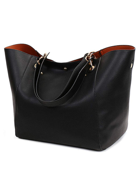 Women’s Large Waterproof PU Leather Tote | Sophisticated "Horizontal Square" Shoulder Bag | Elegant Top Handle Work Bag | "Dignified" High-Performance Large Handbag for Radiant Versatile Styling Luxegan
