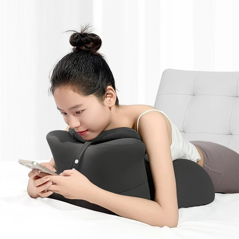 Couples Memory Foam Waist & Lumbar Support | Sophisticated "Wave Shape" Silhouette | Elegant Washable Office & Bedding Backrest | "Dignified" High-Performance Massage Feature for Radiant Versatile Styling Luxegan