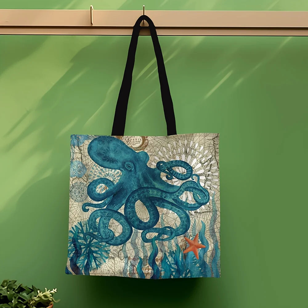 Rustic Sloth Print Tote Bag | Sophisticated Large Capacity Shoulder Shopping Bag | Elegant Reusable Travel & Beach Handbag | "Dignified" Square Polyester Purse for Eco-Conscious Daily Styling Luxegan