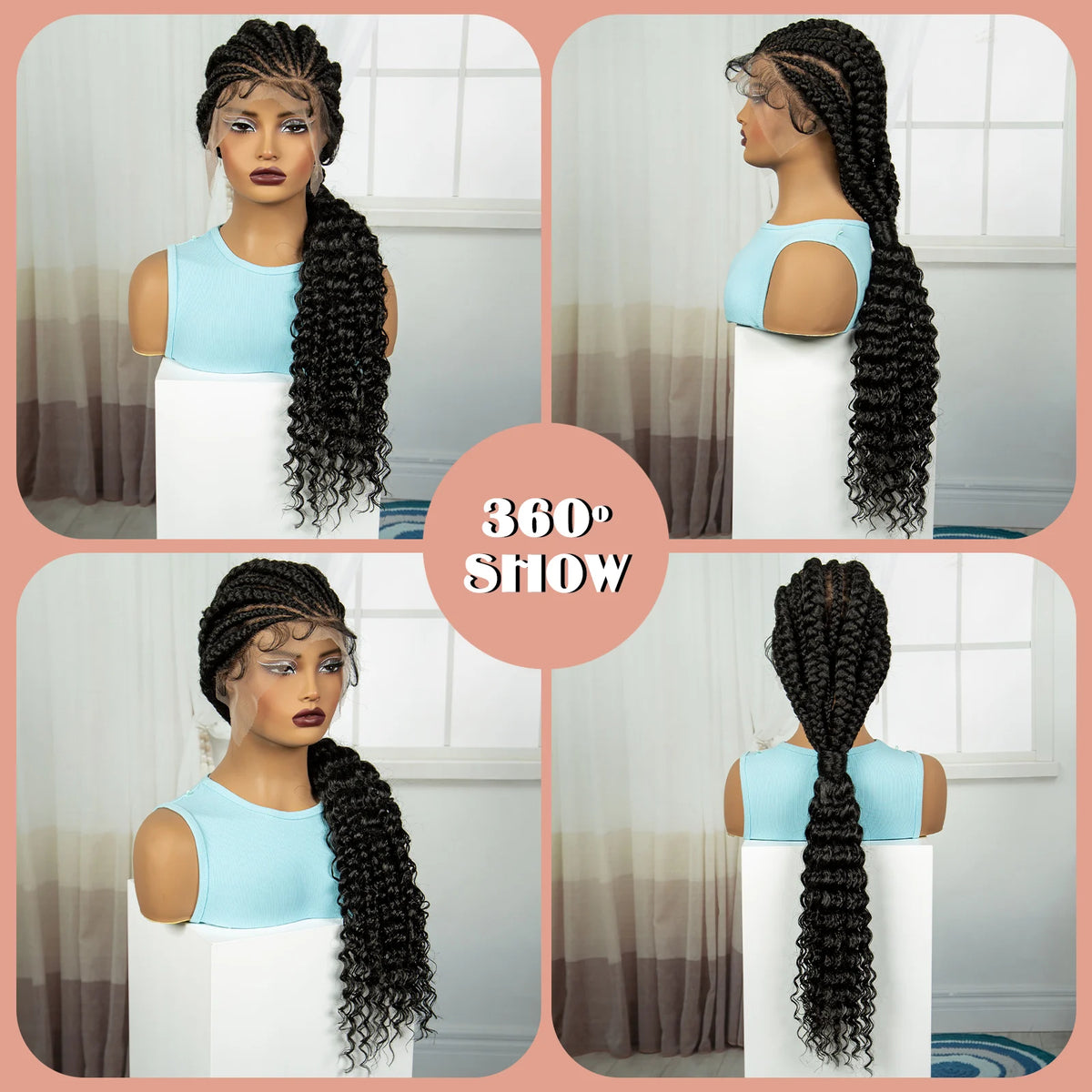 30 Inch Handmade Cornrow Knotless Box Braided Wig | Full Lace