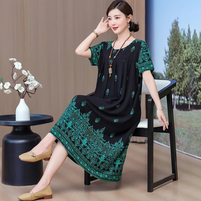 New 2025 Women Dress Female Casual short Sleeve cotton Dresses loose solid Vintage Sweet Clothing Vestidos  vestido verano