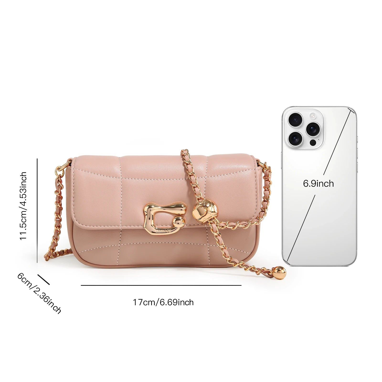 Genuine Leather Crossbody Bag | Luxury Brand Shoulder Bag with Chain Strap & Unique Design Quilted Handbag Luxegan