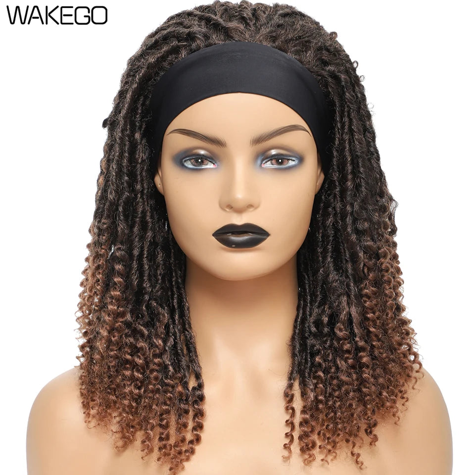 12 Inch Curly Faux Locs Dreadlock Wig | Machine or Headband Cap