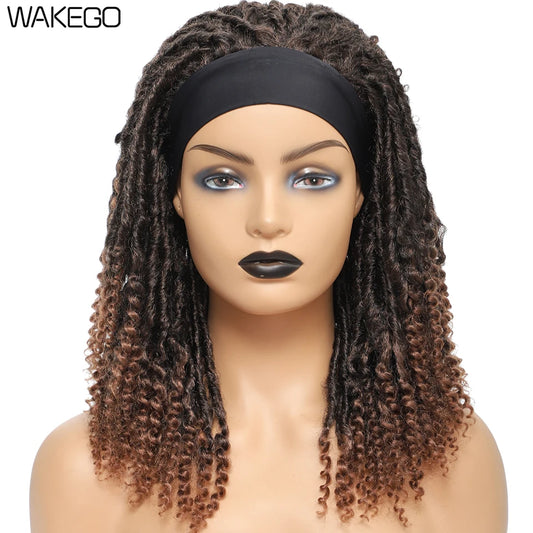 12 Inch Curly Faux Locs Dreadlock Wig | Machine or Headband Cap