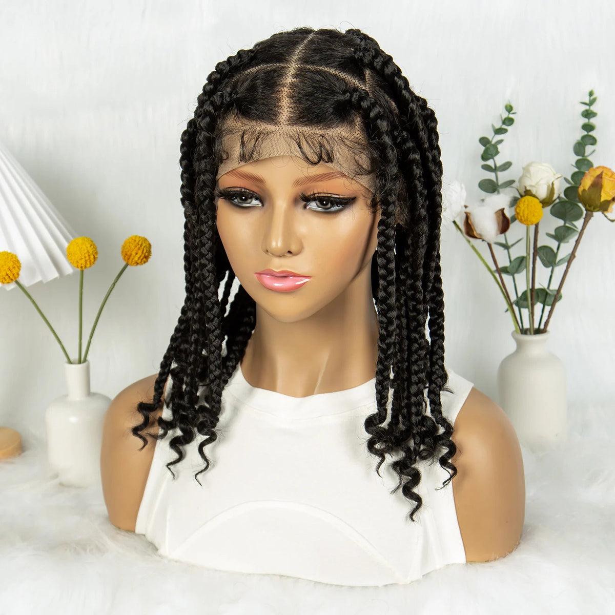 KIMA 14 Inches Synthetic Braiding Wigs Square Box Braided HD Full Lace Wigs for Africa Women Braided Wig with Baby Hair Luxegan