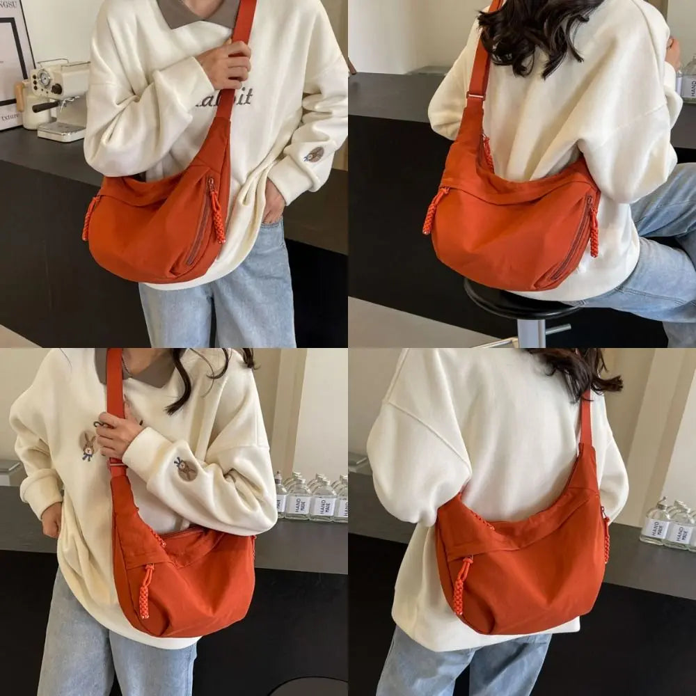 Korean Canvas Dumpling Bag | Soft Large Capacity Crossbody Hobo Luxegan