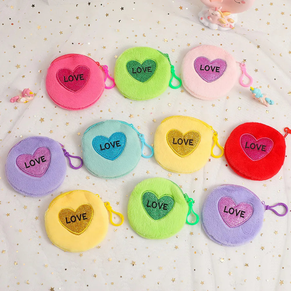 Mini Polyester Round Love Coin Purse | Valentine's Day Gift Keyring Wallet Luxegan