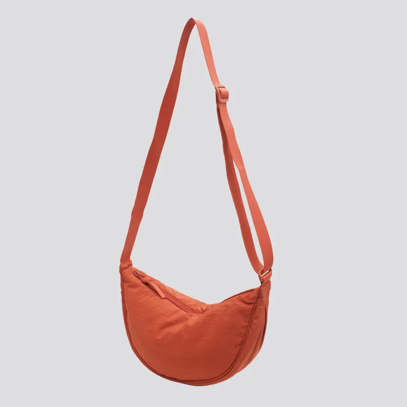 Solid Color Women's Portable Shoulder Bag Simple Female Nylon Cloth Padded Crossbody Bags | Travel Purse Handbags Messenger Bag Luxegan