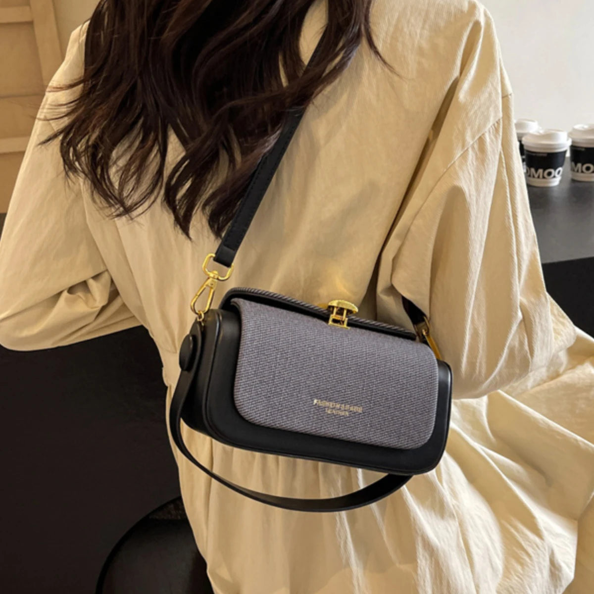 High-Grade Sense Women's Small Square Bags | Trendy Classic PU Leather Lady Commuter Shoulder Bag & Short Handle Handbags Luxegan