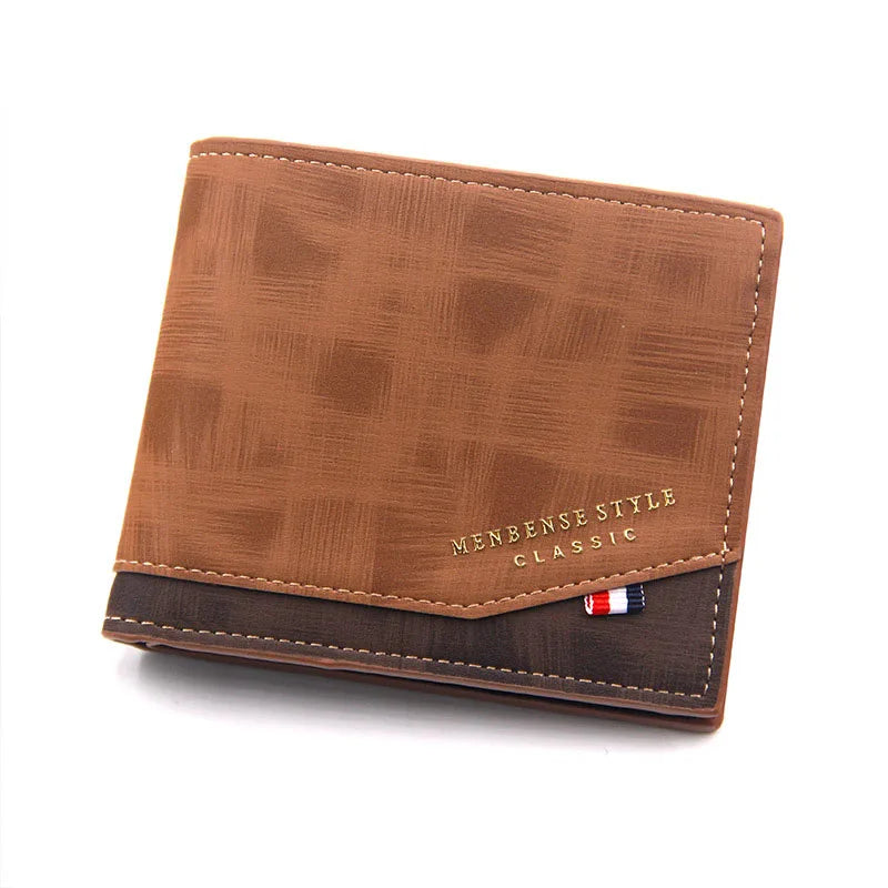 Slim Classic Men's Wallet | Sophisticated "Frosted Leather" Silhouette | Quality Card Holder & Photo Pouch Billfold | "Dignified" High-Performance PU Short Purse for Radiant Versatile Styling Luxegan
