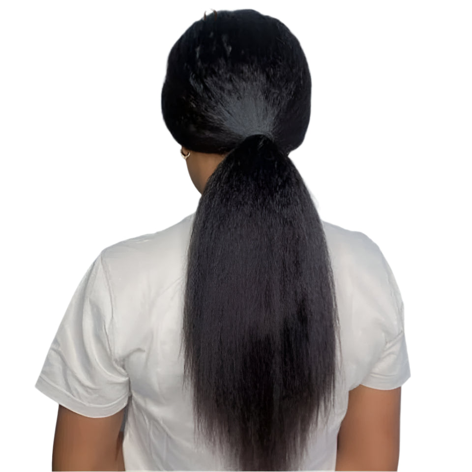 Kinky Straight U-Part Wig | Black & Brown Human Hair for Seamless Blend Luxegan