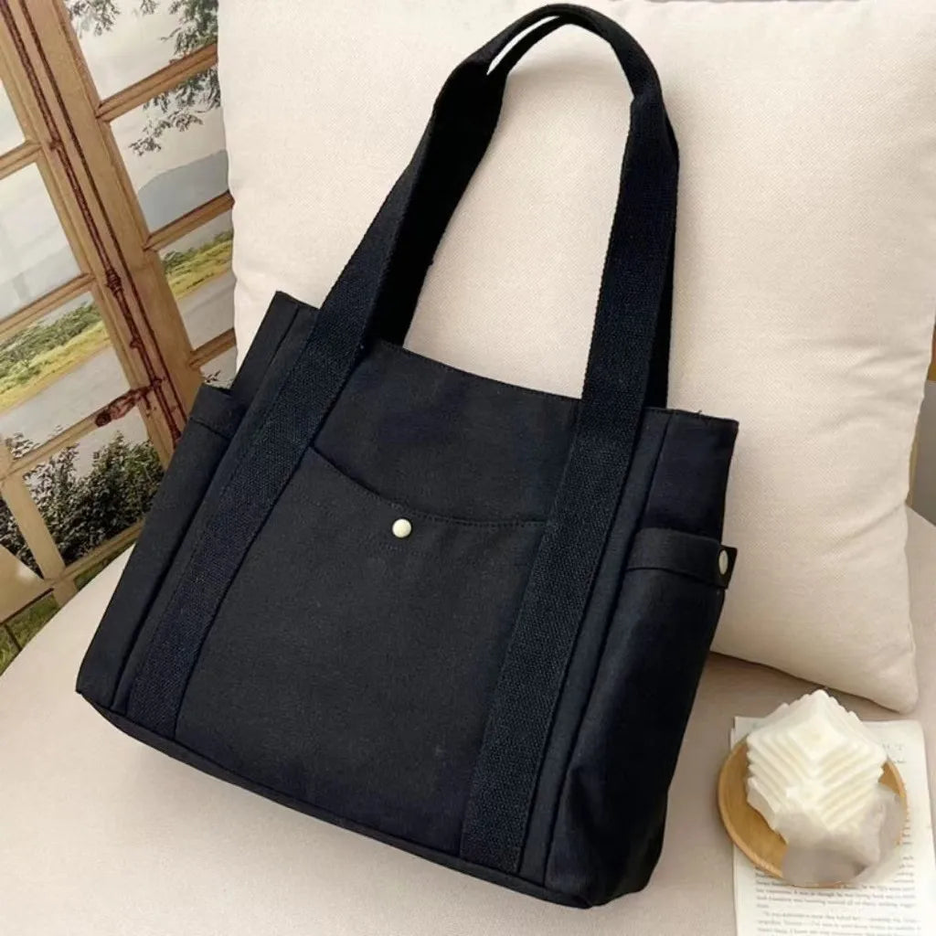 Canvas Bag Female Ins Forest Style | Versatile Shoulder Bag & Large Capacity Book Storage (Student Class Commuter Bag, Portable Cloth Tote) Luxegan